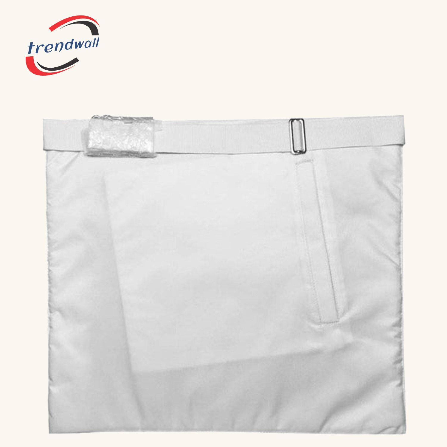 Fellowcraft Blue Lodge Apron - All White Moire+ Two Turquoise Rosettes