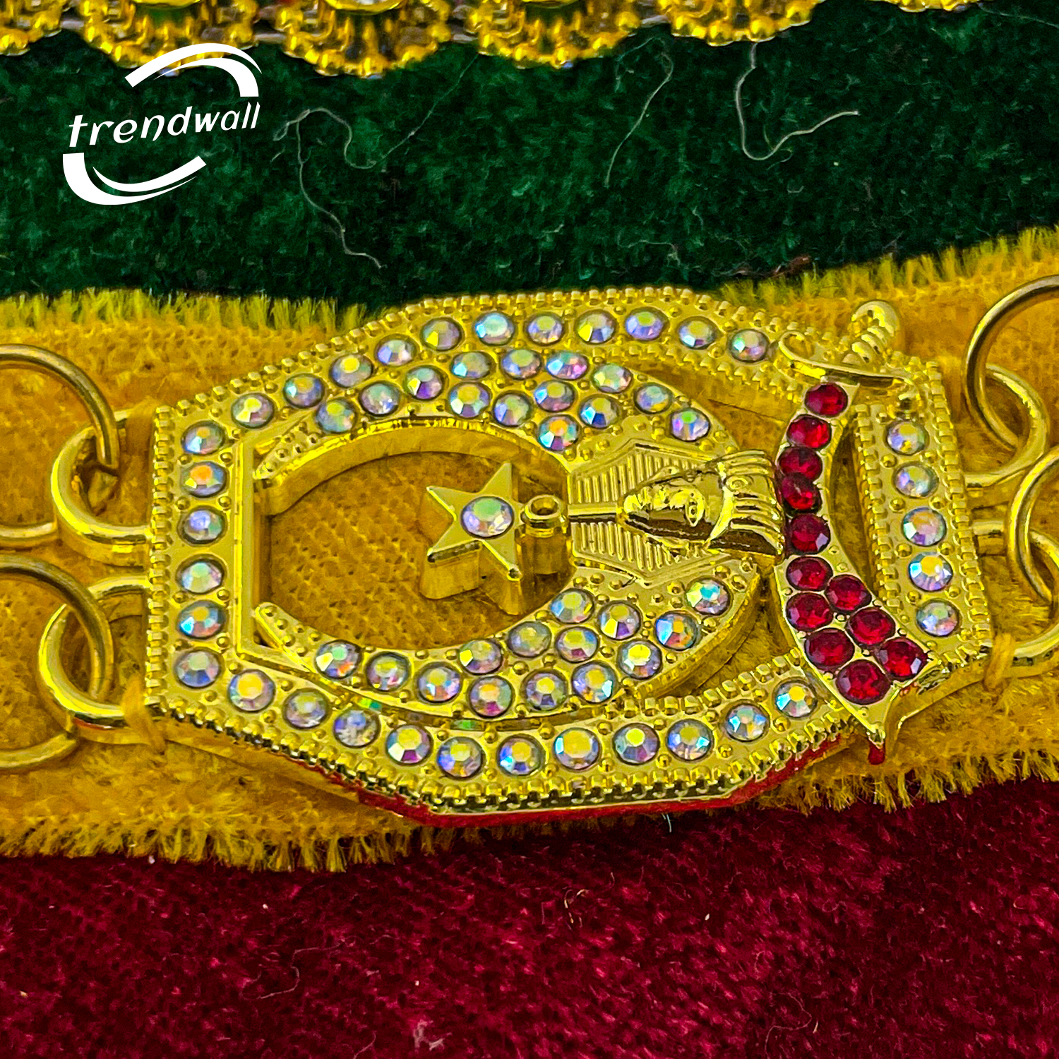 Tri-Color Shriners Chain Collar with Rhinestones