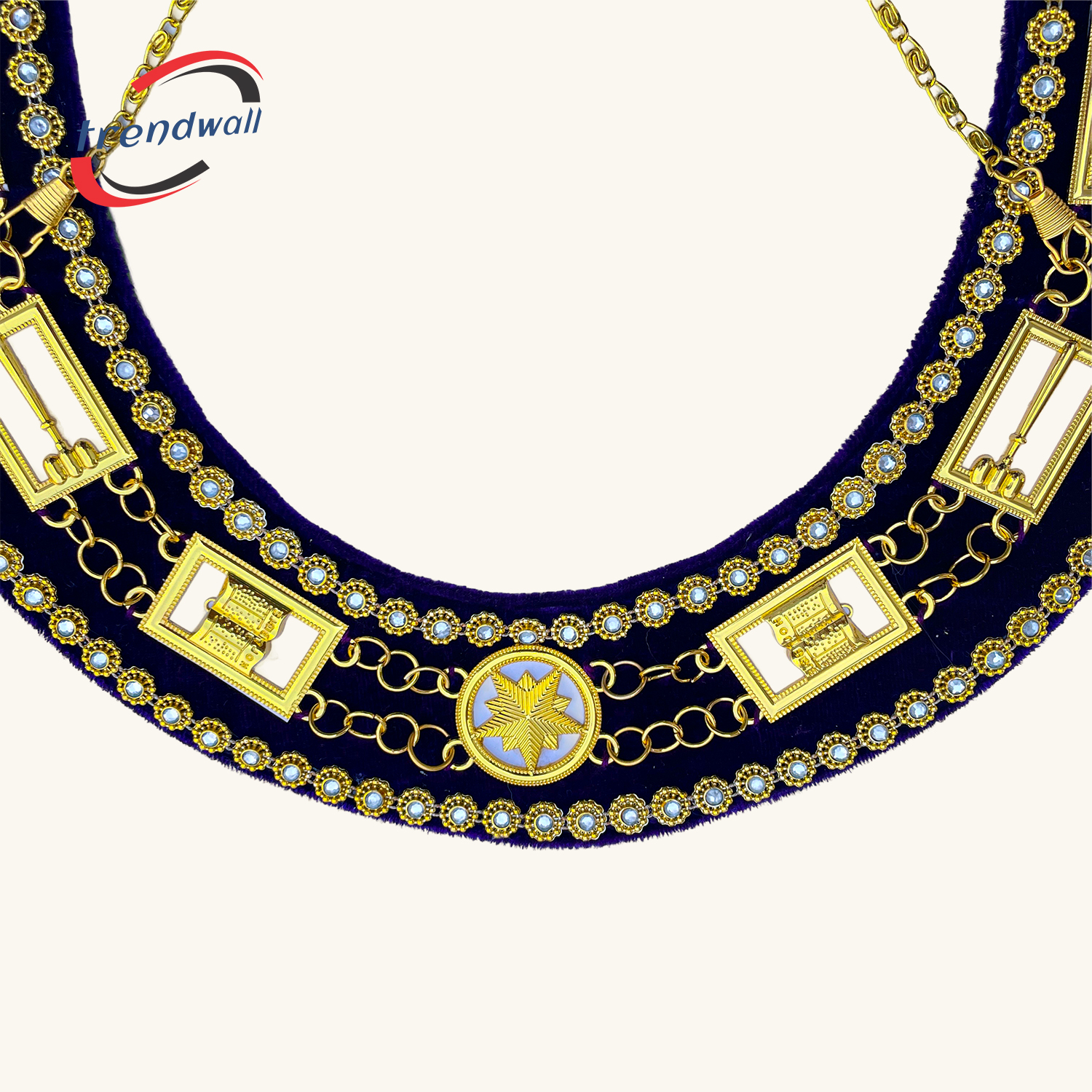 OES Chain Collar with White Backing in Purple Velvet 