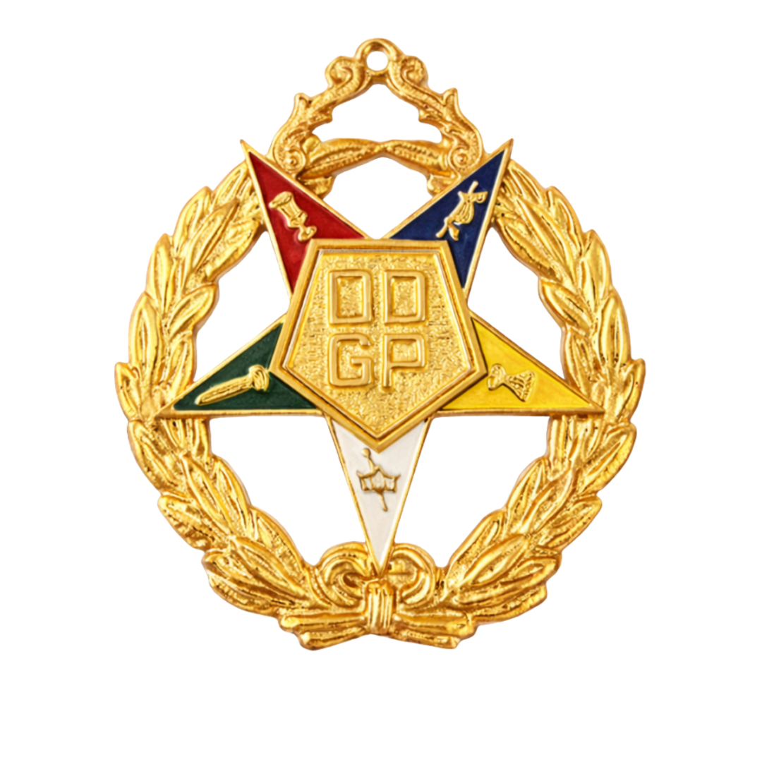District Deputy Grand Patron OES Officer Collar Jewel - Gold Plated