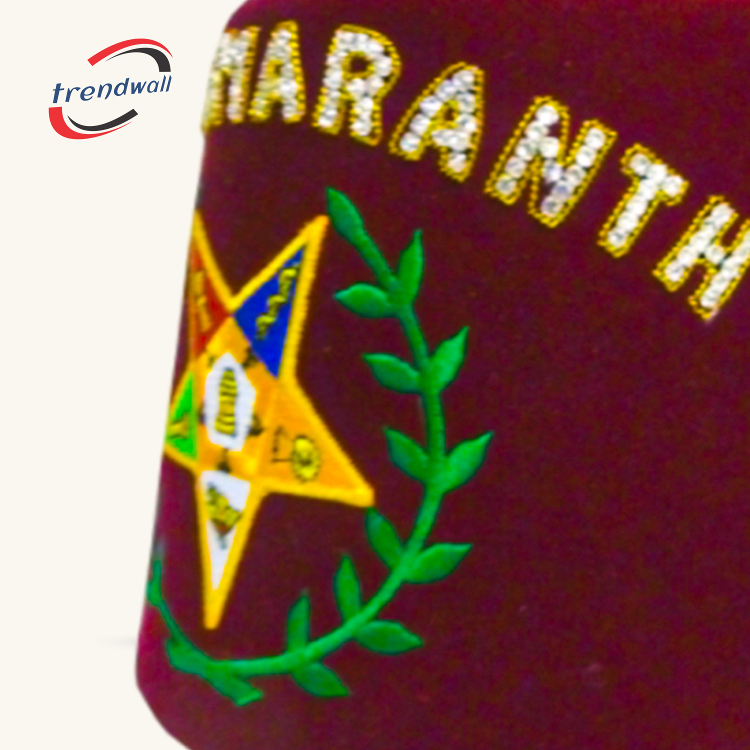 Amaranth Fez in Burgundy with Rhinestones & Custom Tassel Color