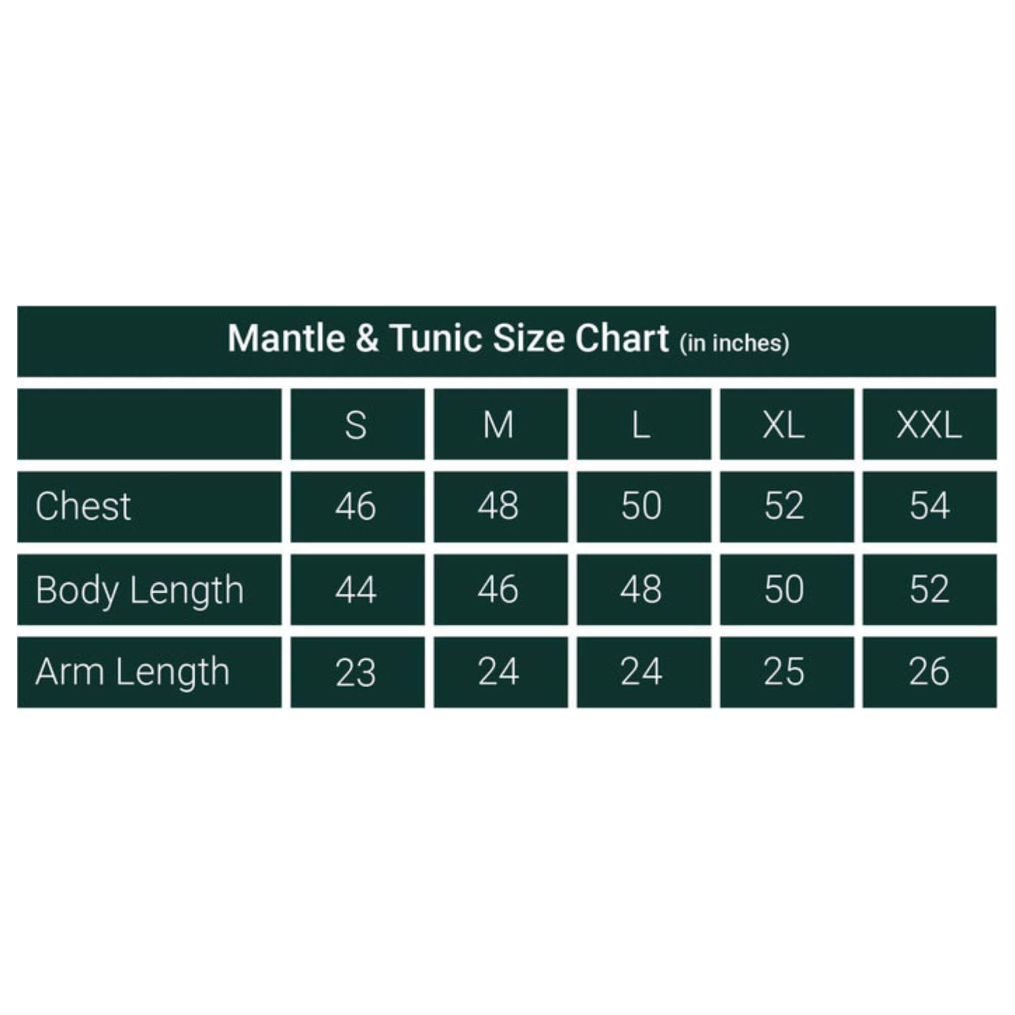 Size chat For Mantle