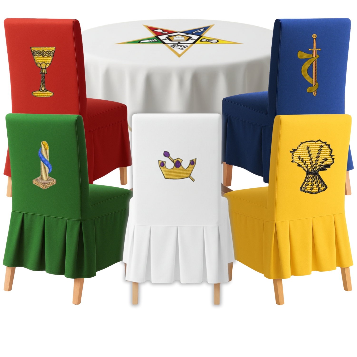 Masonic Lodge Chairs & Table Cover Set