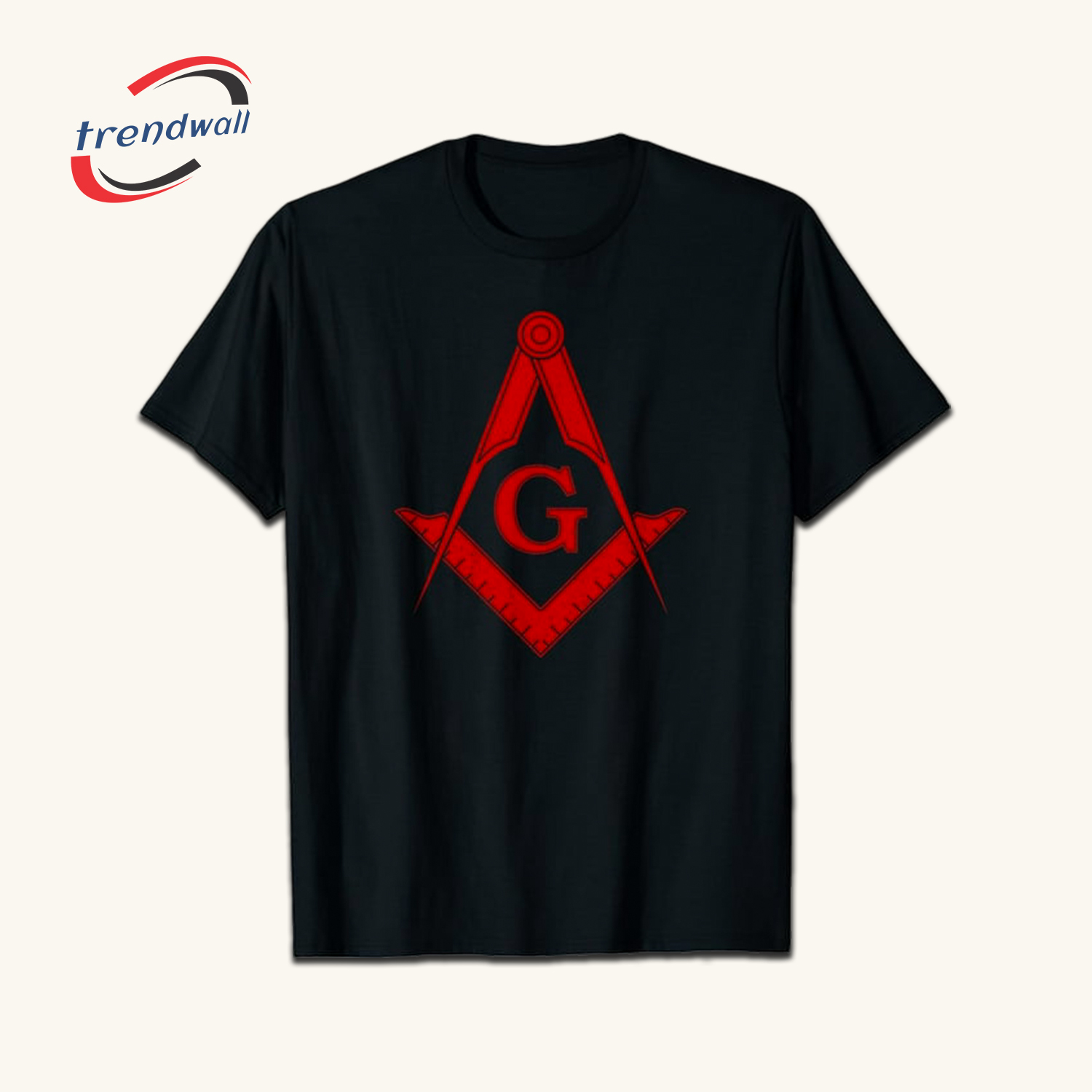 Masonic Square and Compass Freemasonry Symbol Red T-Shirt
