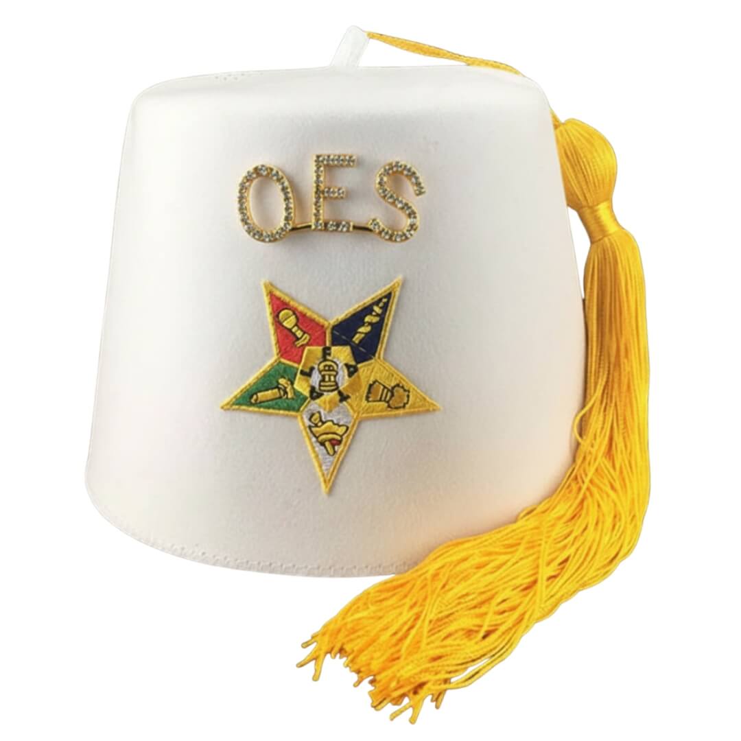 OES Plain Fez with Star & Rhinestone Pin