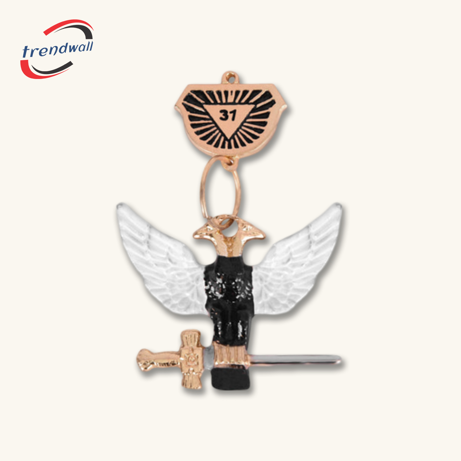 31st Degree Scottish Rite Collar Jewel - Wings Up Rose Gold Plated 