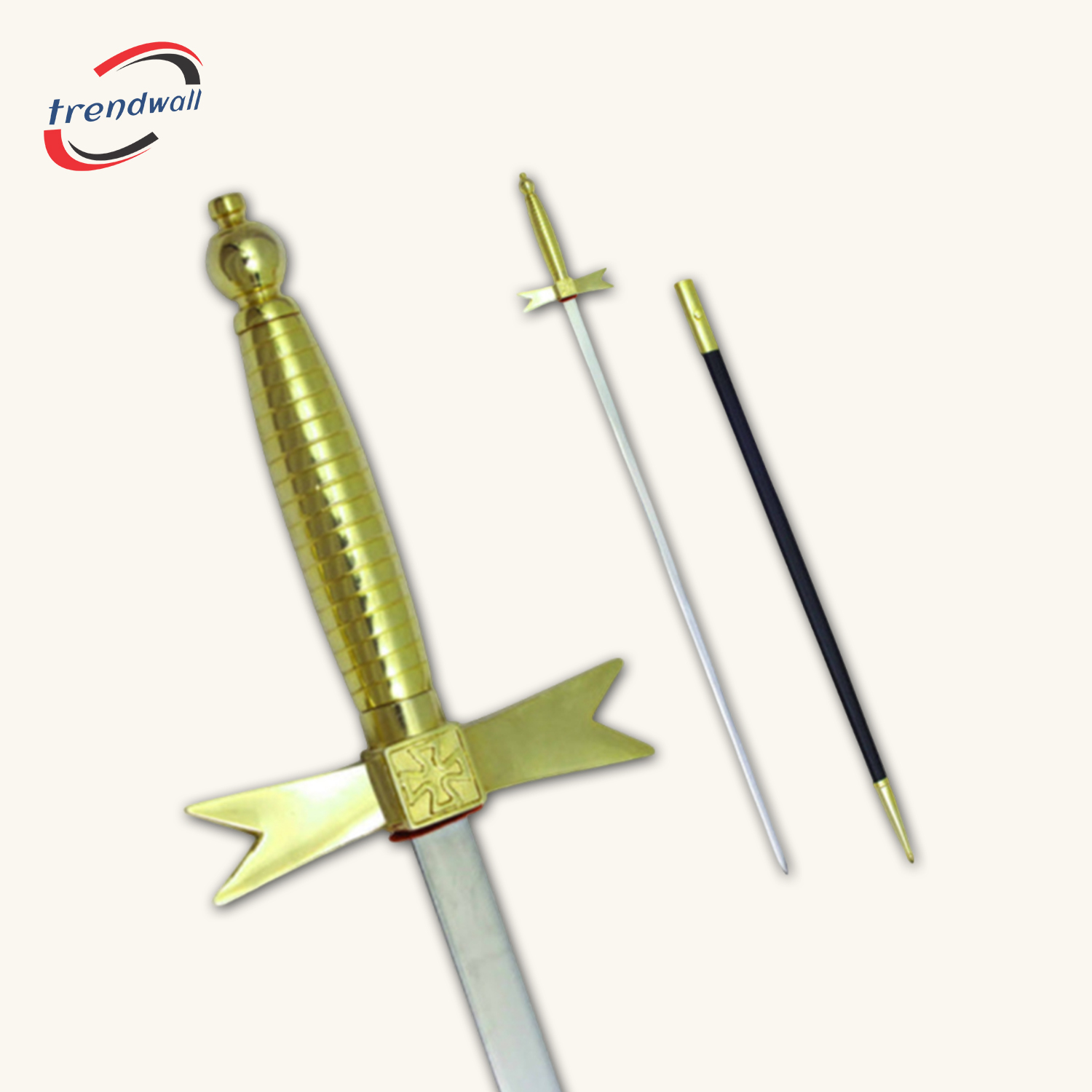 Knights Templar Commandery Sword - with Gold Hilt and Black Scabbard