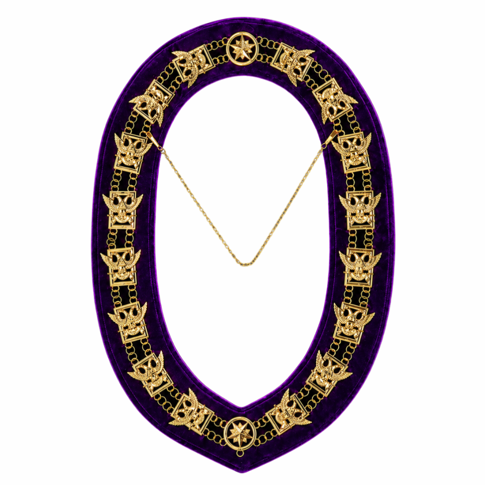 32nd Degree Scottish Rite Chain Collar Wings Up With Purple Velvet