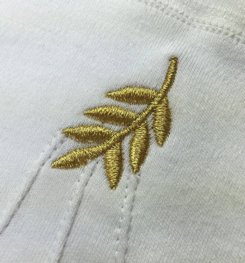 White Cotton with Golden Acacia Leaf
