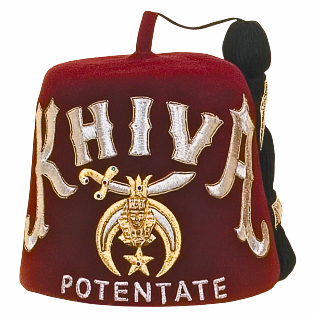 Masonic Custom Shriner Fez - Special (KHIVA) Fez + Silver Embroidered