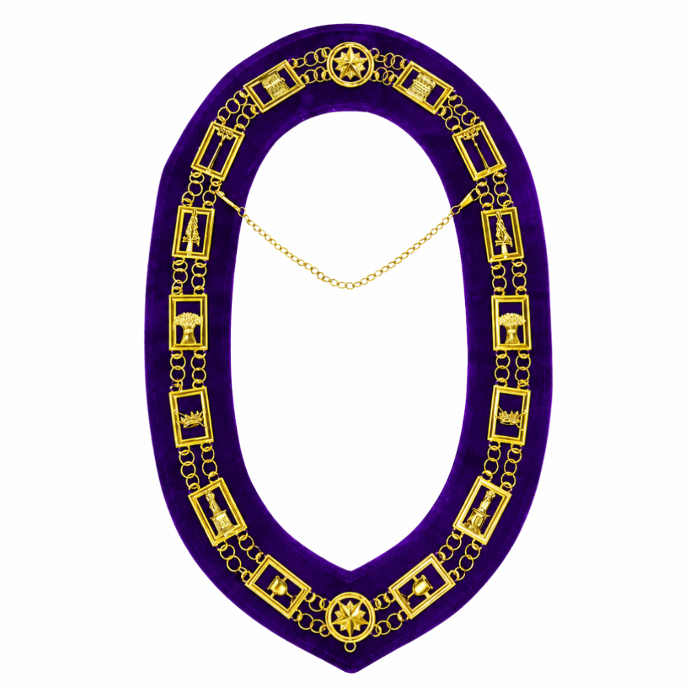 OES Dress Chain Collar with Purple velvet in silver tone