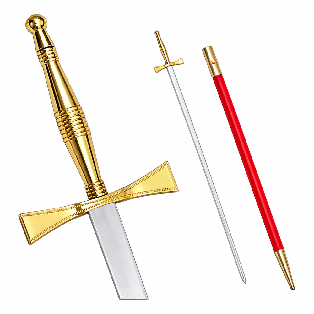 Masonic Sword - Gold Hilt with Red Scabbard