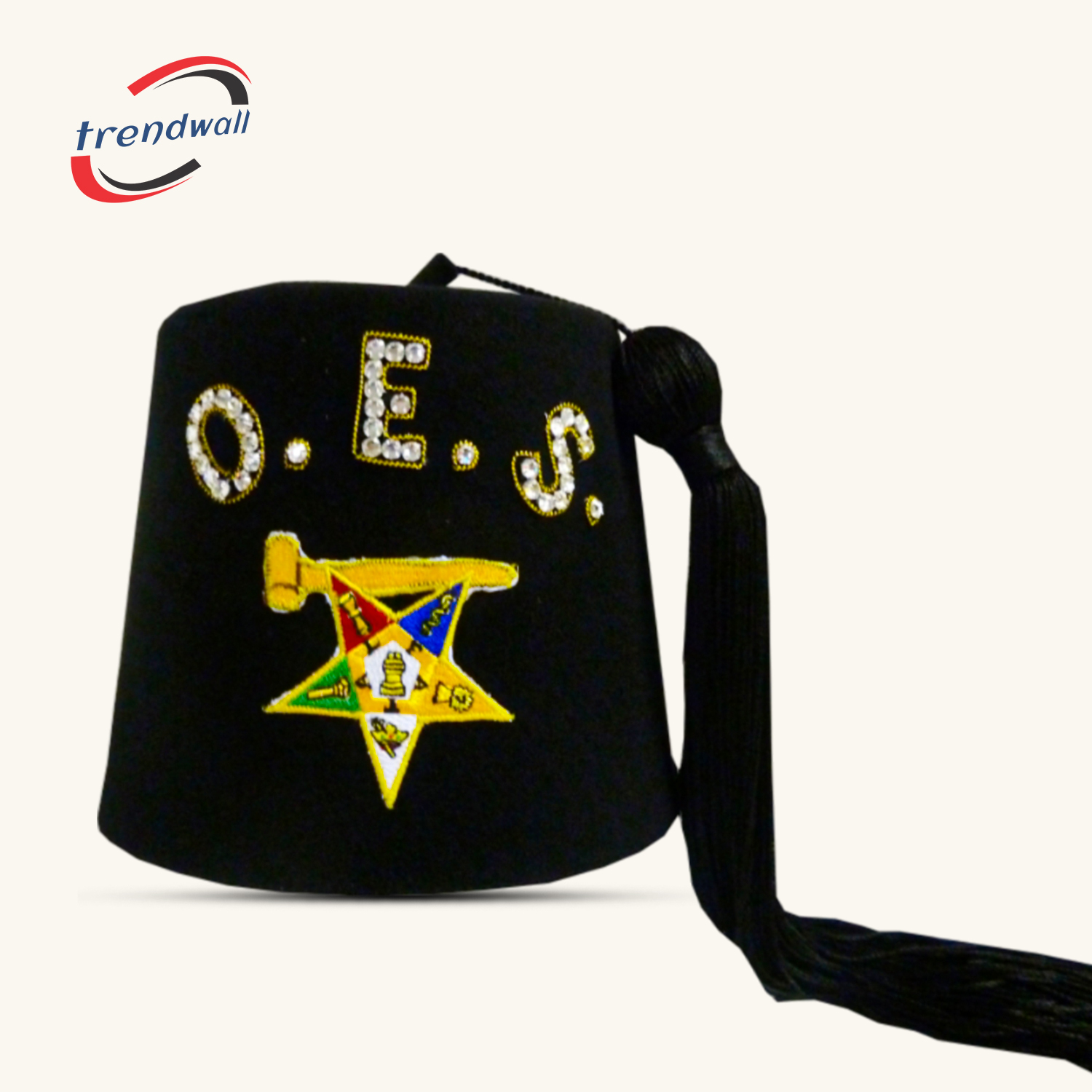 OES Black Fez with Gavel on the Star & Custom Tassel Color