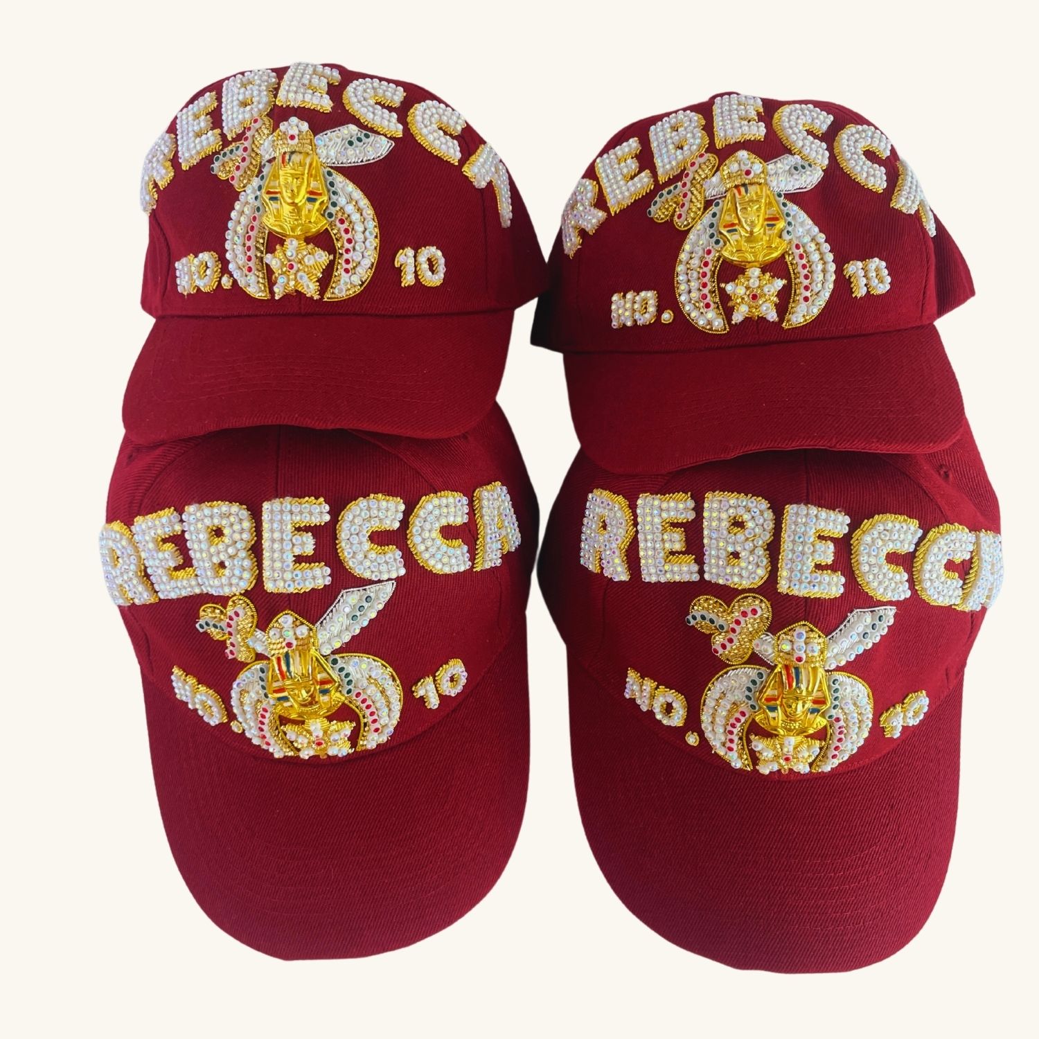 Masonic Shriners Baseball Cap – Triple Row Jewel Custom (REBECCA) Temple Name