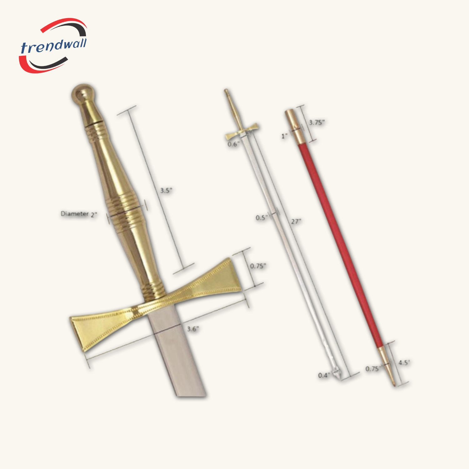 Masonic Sword - Gold Hilt with Red Scabbard