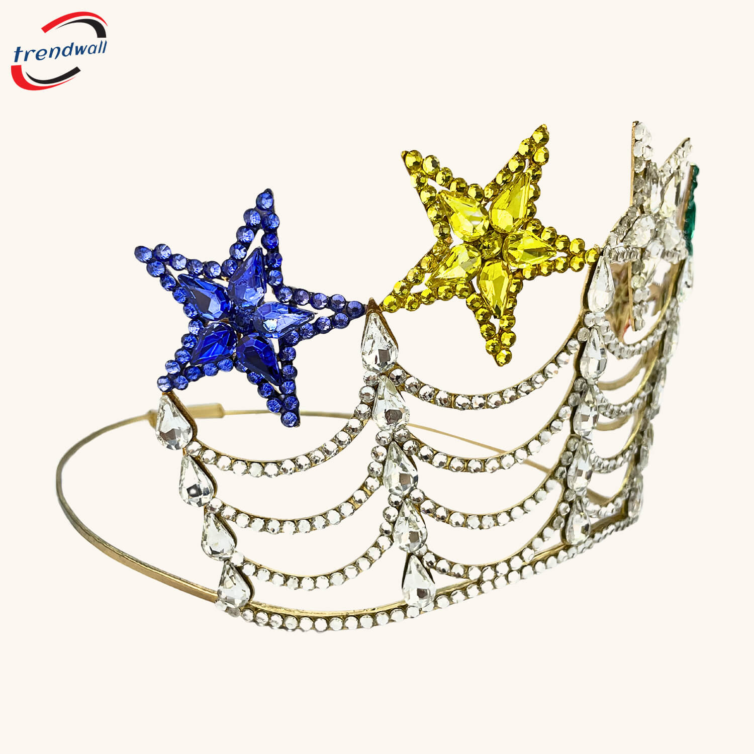 OES Tall Crown Gold Tone + Rhinestones Adjustable Fitting With Case