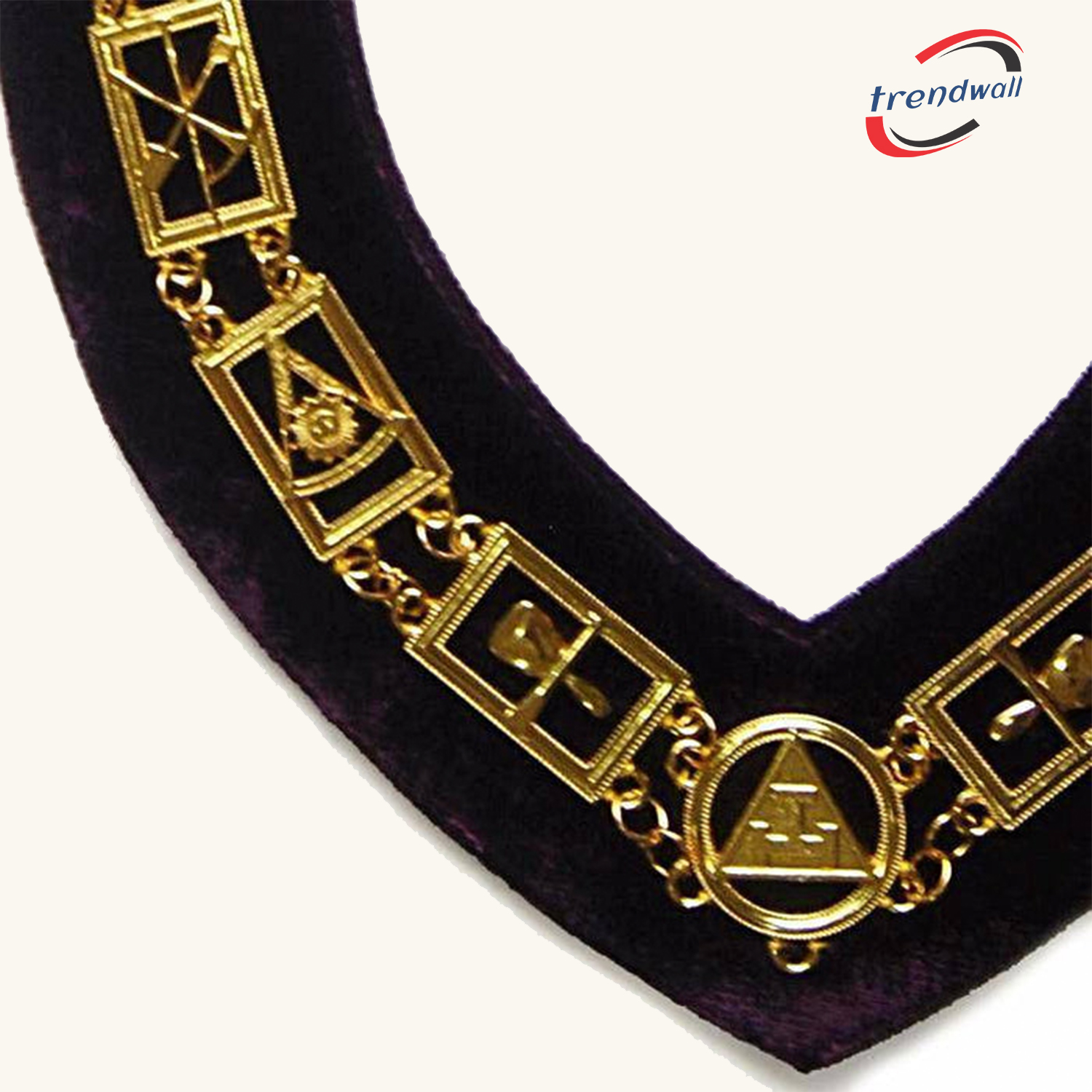 ROYAL & SELECT MASTERS ENGLISH REGULATION CHAIN COLLAR - GOLD WITH RED LINING