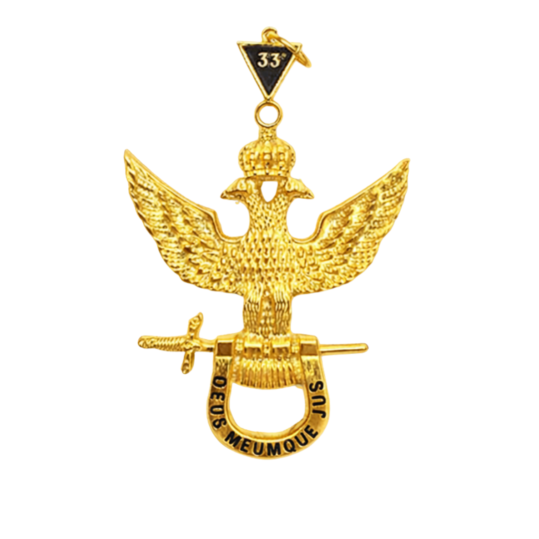 33rd Degree Scottish Rite Collar Jewel - Wings Up Gold Plated