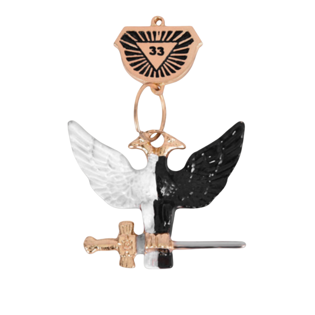 33rd Degree Scottish Rite Collar Jewel - Wings Up Rose Gold Plated