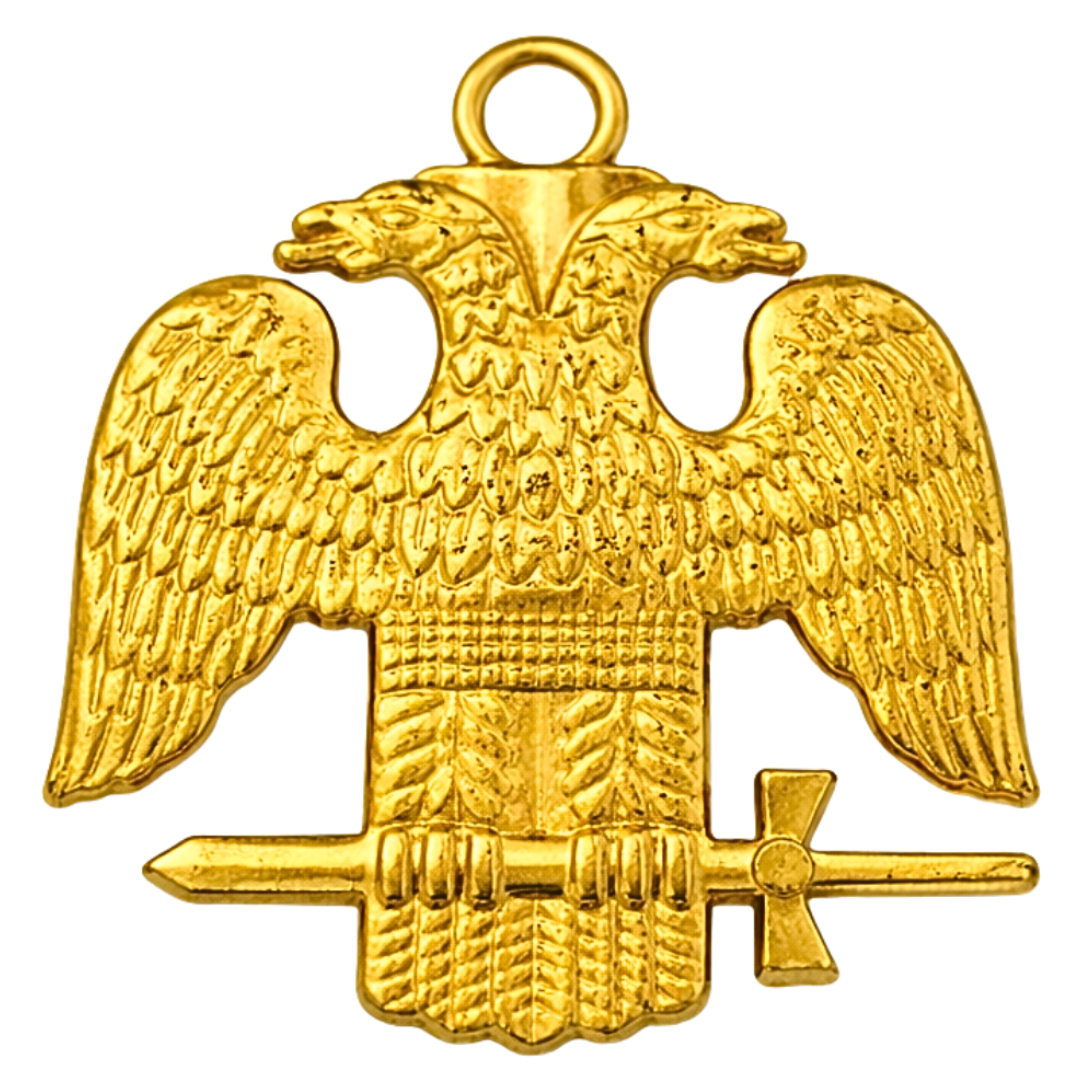 Scottish Rite Collar Jewel - Wings Down Gold Plated