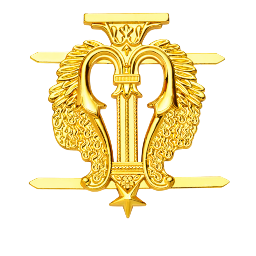 Organist Blue Lodge Officer Collar Jewel - Gold Plated