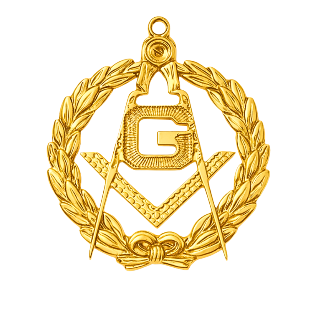 Master Mason Blue Lodge Collar Jewel,Gold Square Compass G with Wreath