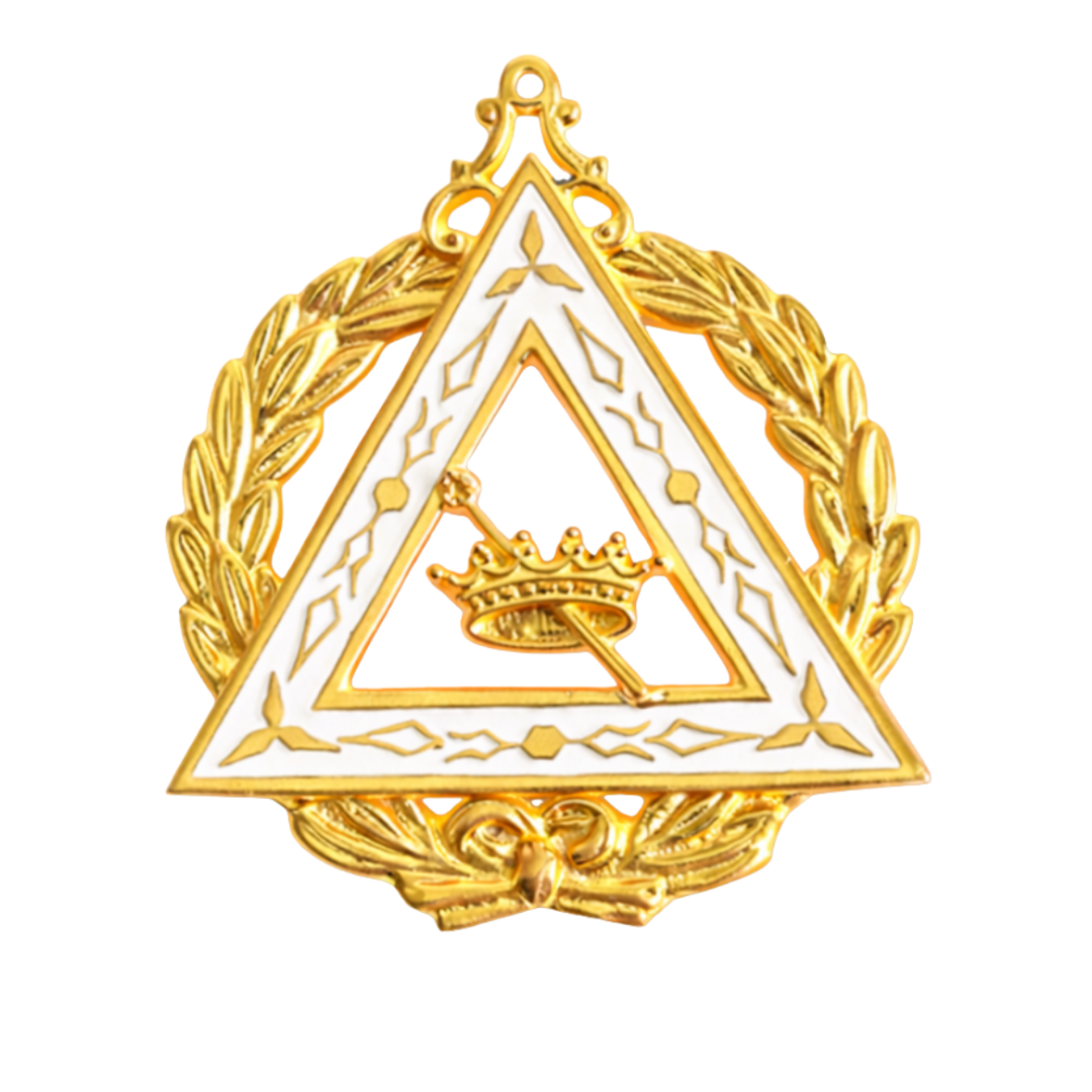 Grand Worthy Esther OES Officer Collar Jewel - Gold Plated With White