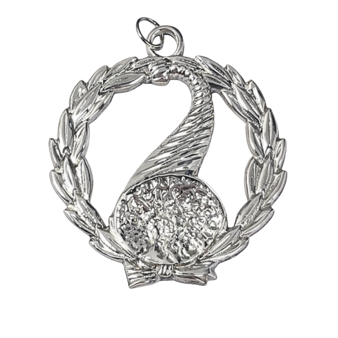 Junior Steward Blue Lodge Grand Officer Collar Jewel - Silver Plated