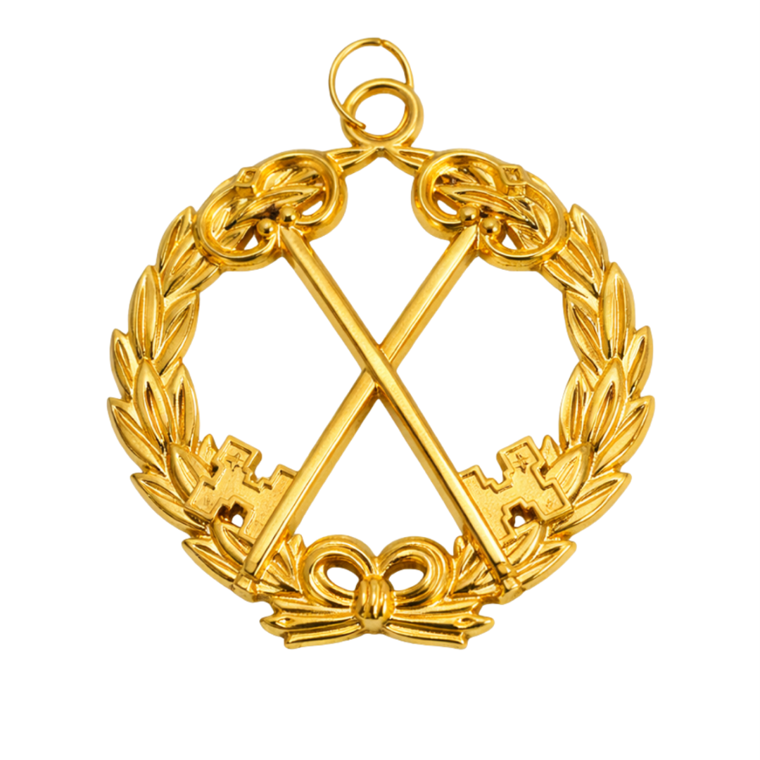 Grand Treasurer Blue Lodge Officer Collar Jewel - Gold Metal