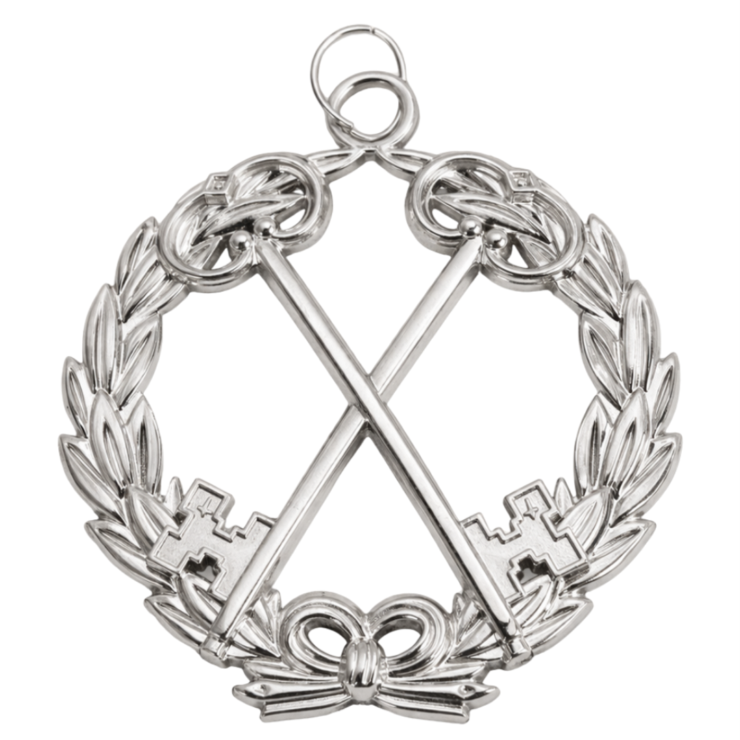 Grand Treasurer Blue Lodge Officer Collar Jewel - Silver Metal