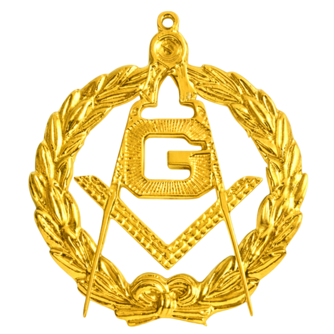 Master Mason Blue Lodge Collar Jewel - Compass G with Wreath