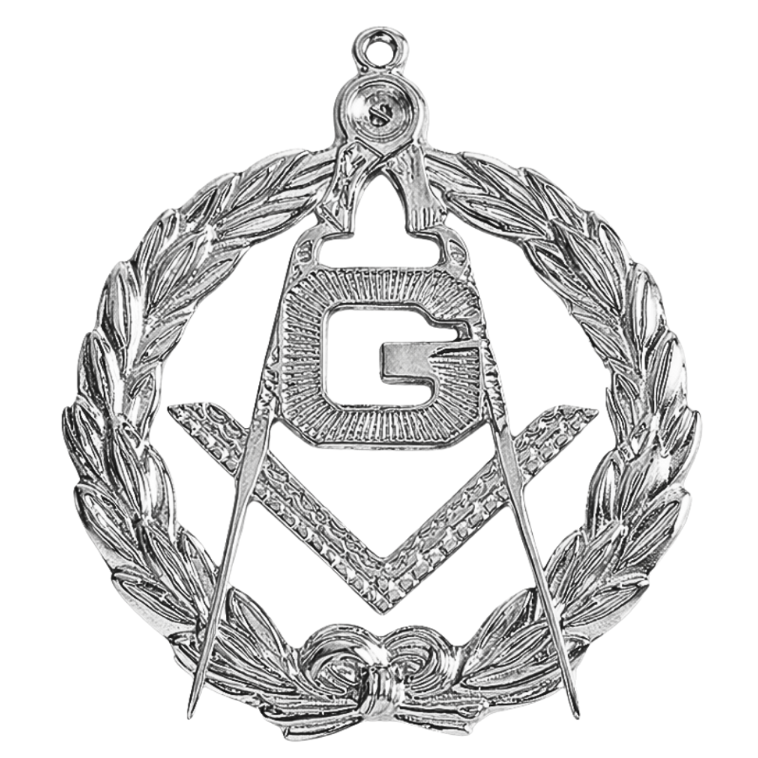 Master Mason Blue Lodge Collar Jewel - Compass G with Wreath