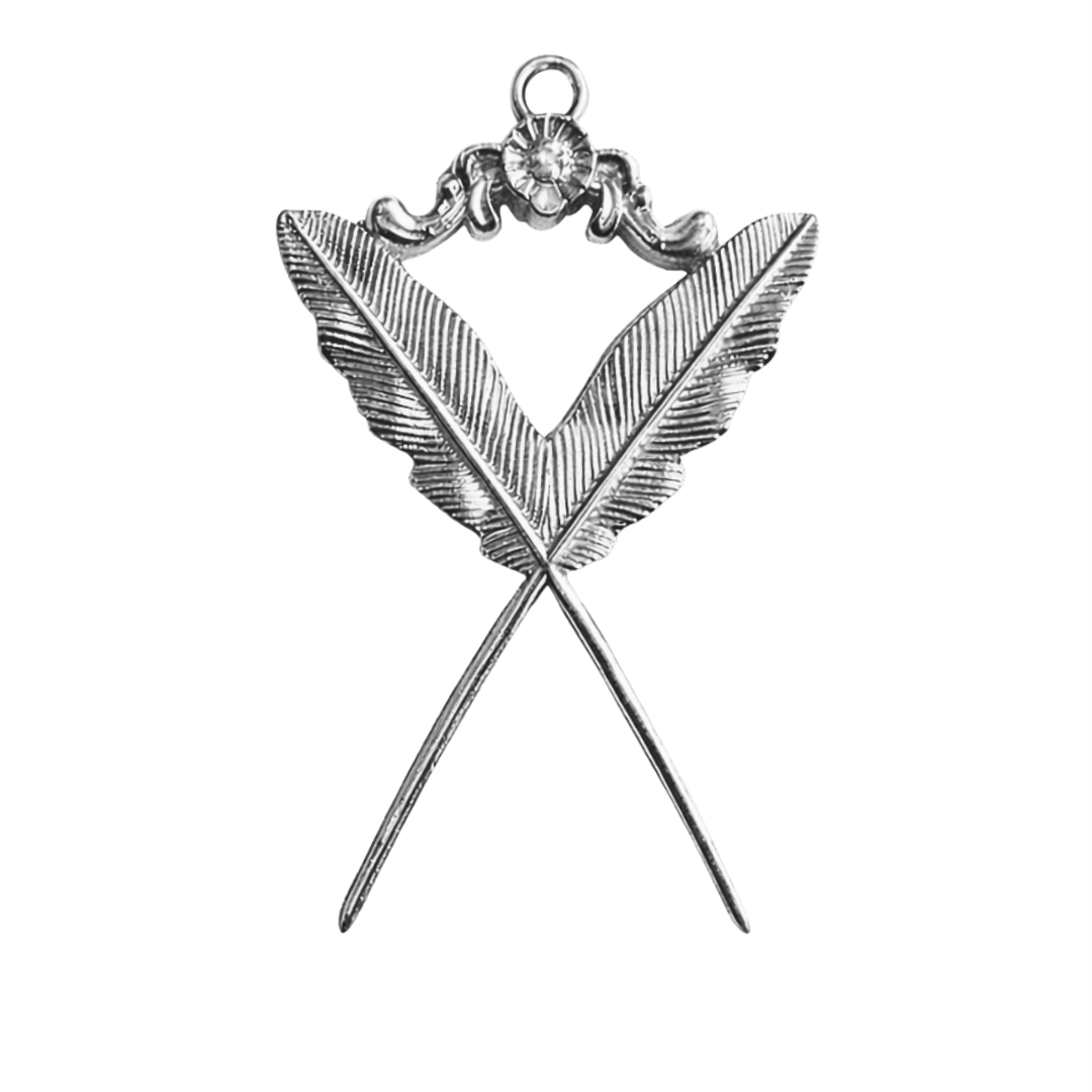 Secretary Blue Lodge Officer Collar Jewel - Silver Metal