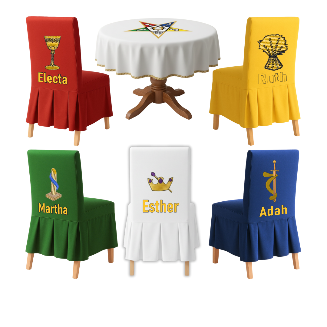 Masonic Lodge Chairs & Table Cover Set With Rank Names