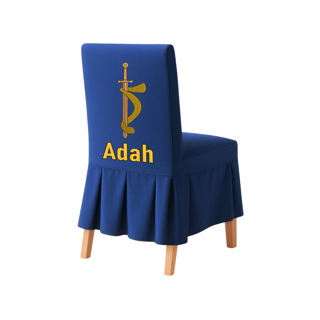 Masonic Adah Lodge Chair Cover – Rank Names with Embroidered Symbols