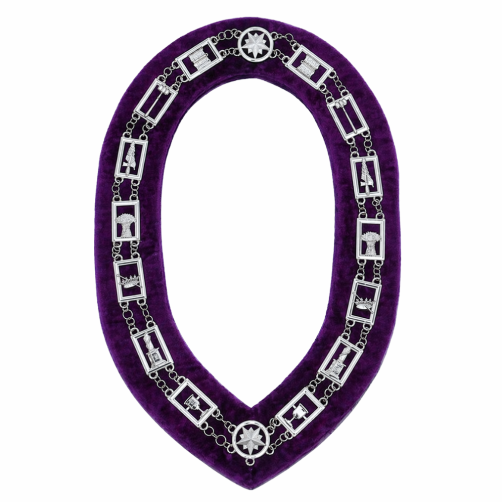 OES Chain Collar –Silver Plated on Purple Velvet