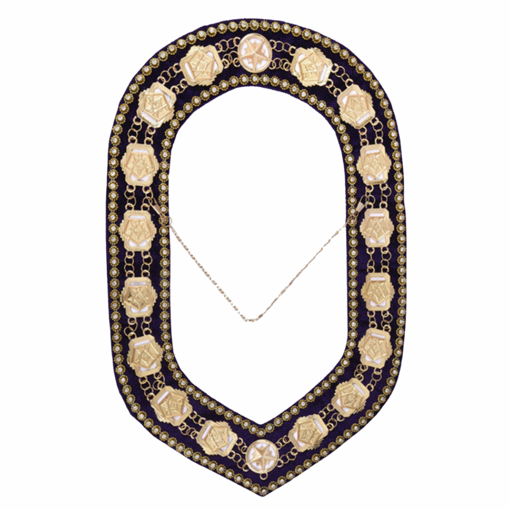Worthy Patron OES Chain Collar – Gold Plated with Blue Velvet