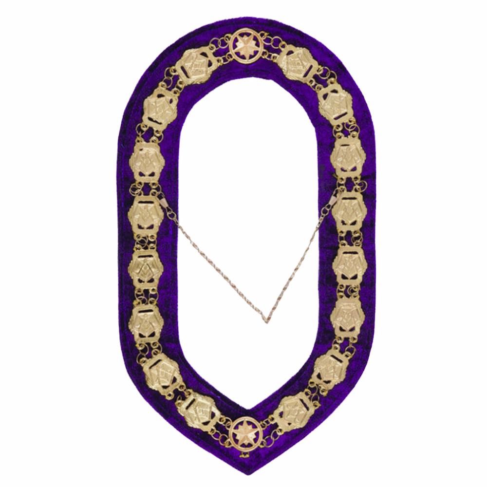 Worthy Patron OES Chain Collar – Gold Plated with Blue Velvet