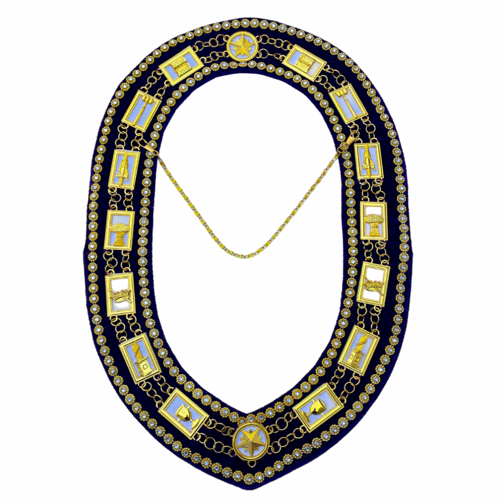 OES Chain Collar with White Backing in Purple Velvet