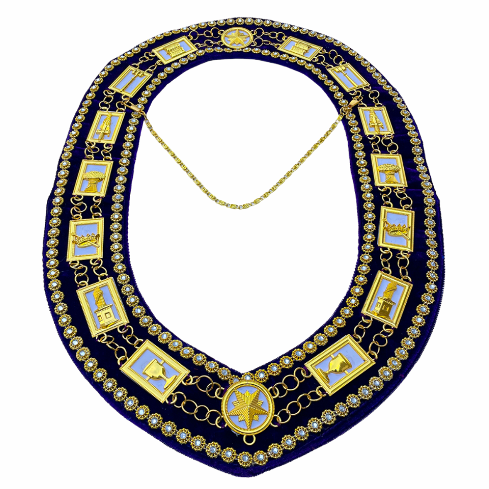 OES Chain Collar with White Backing in Purple Velvet