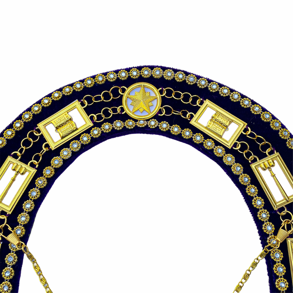 OES Chain Collar with White Backing in Purple Velvet