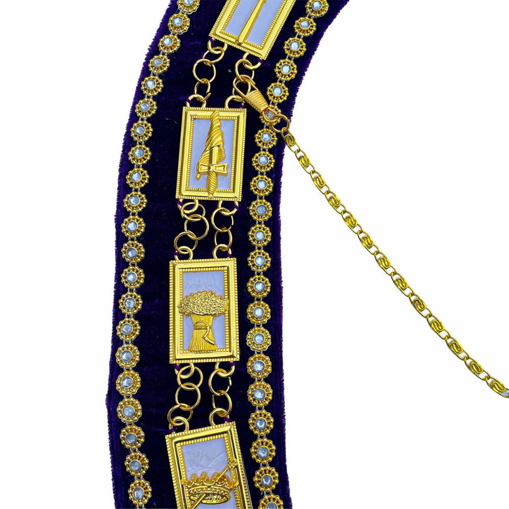 OES Chain Collar with White Backing in Purple Velvet