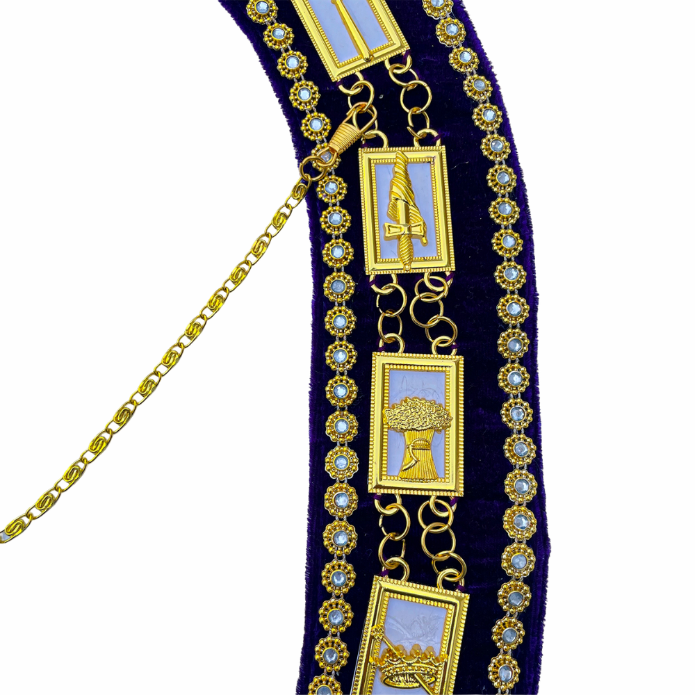 OES Chain Collar with White Backing in Purple Velvet