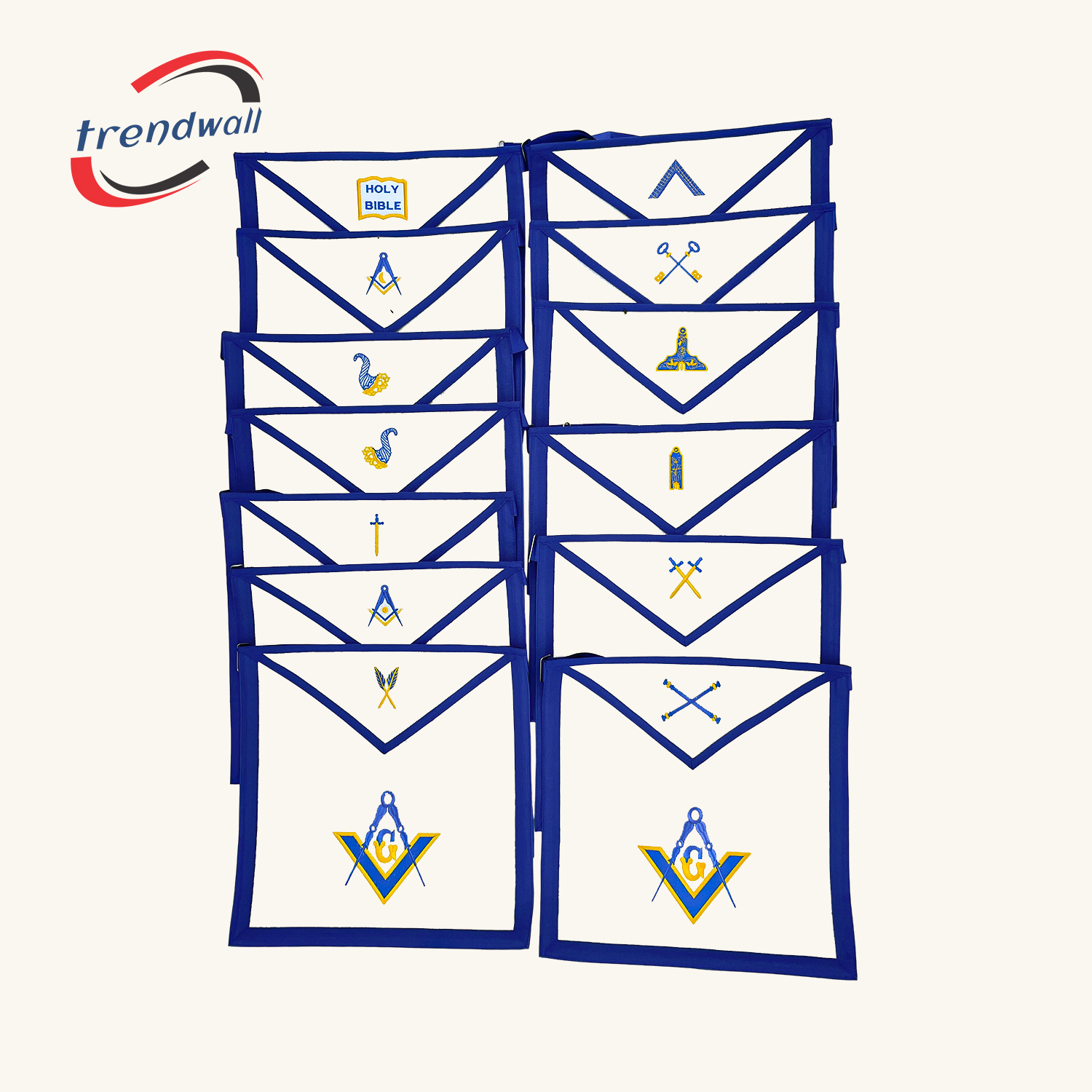 Set of 13 Blue Lodge Officer Aprons