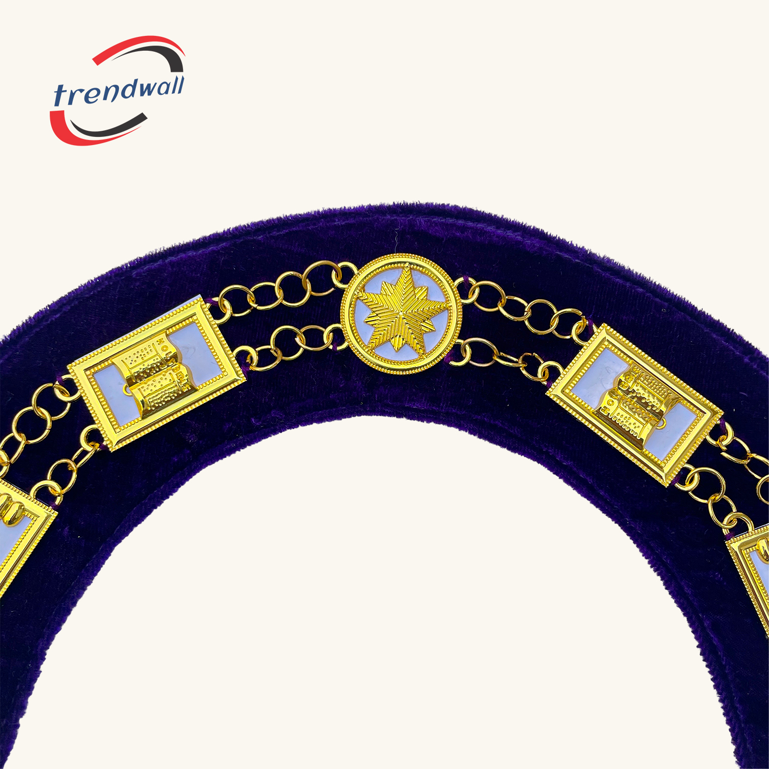 OES Chain Collar with White Backing in Purple Velvet 