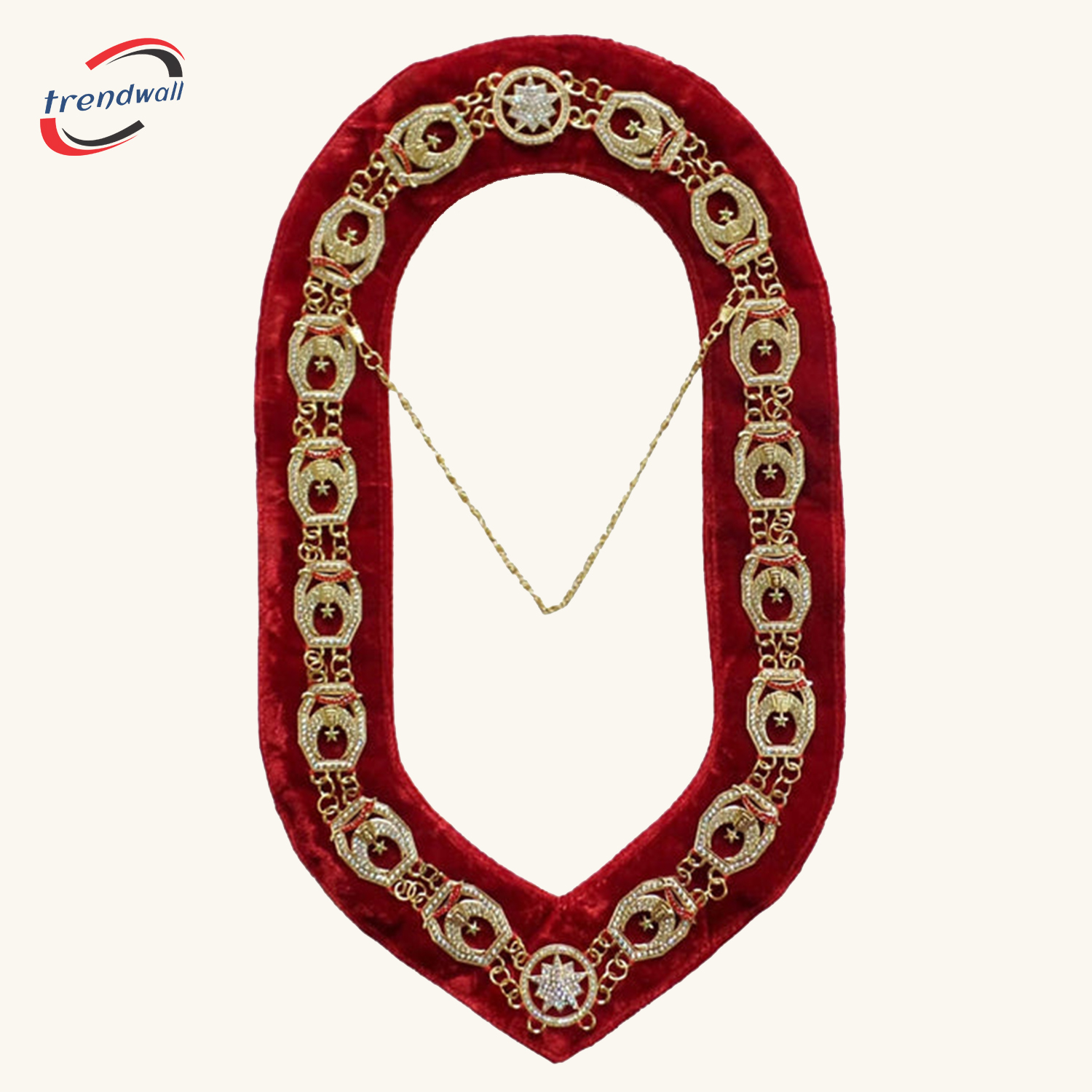 Shriners Chain Colar with Rhinestones