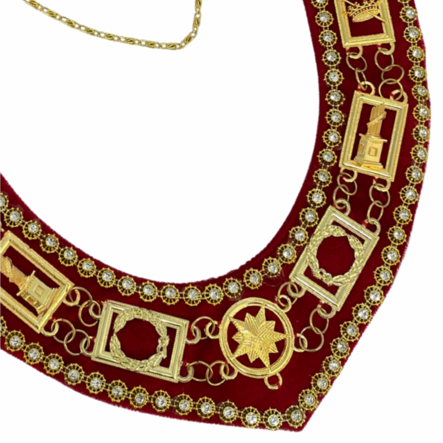 Amaranth Chain Collar with Red Velvet – Premium Masonic Regalia