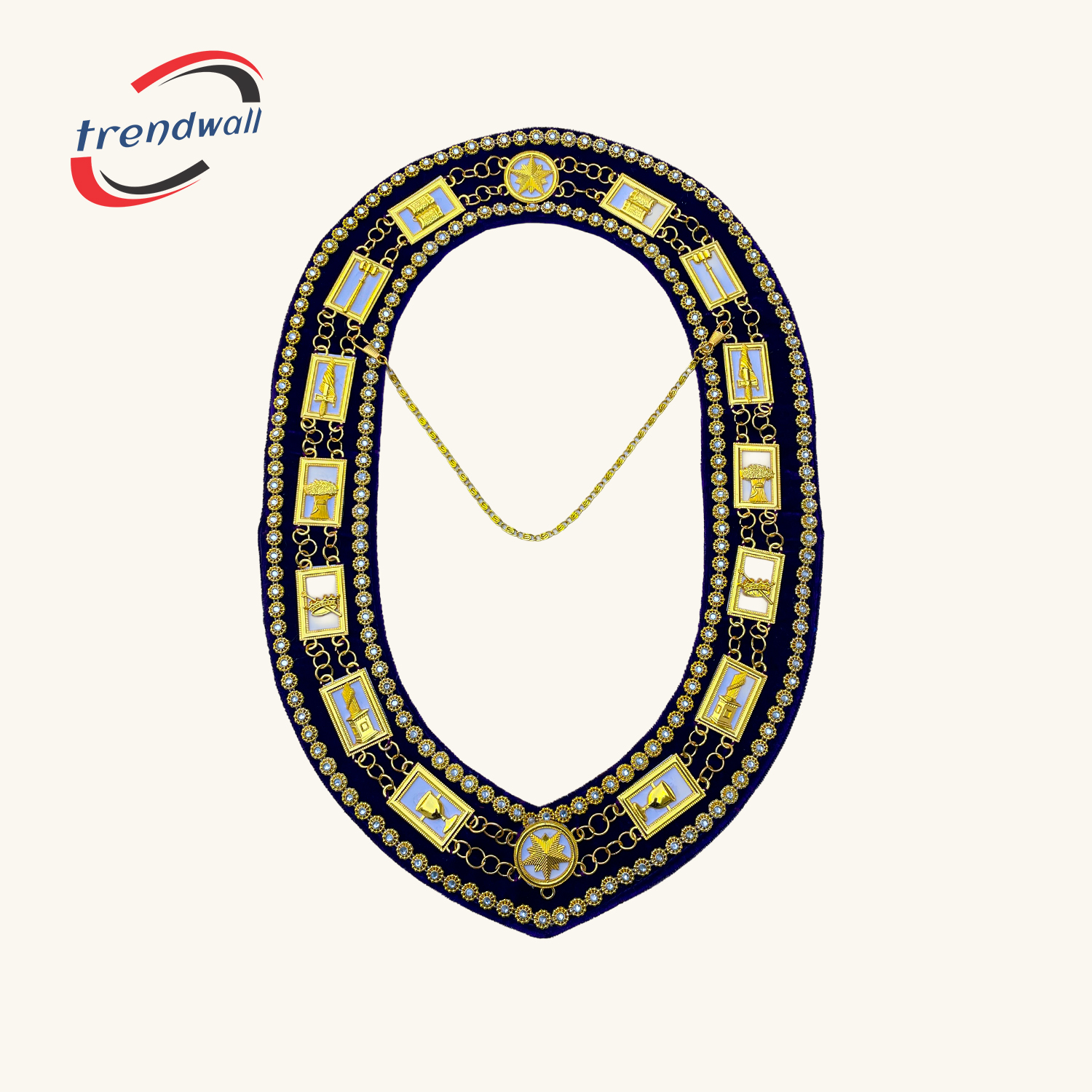 OES Chain Collar with White Backing in Purple Velvet 