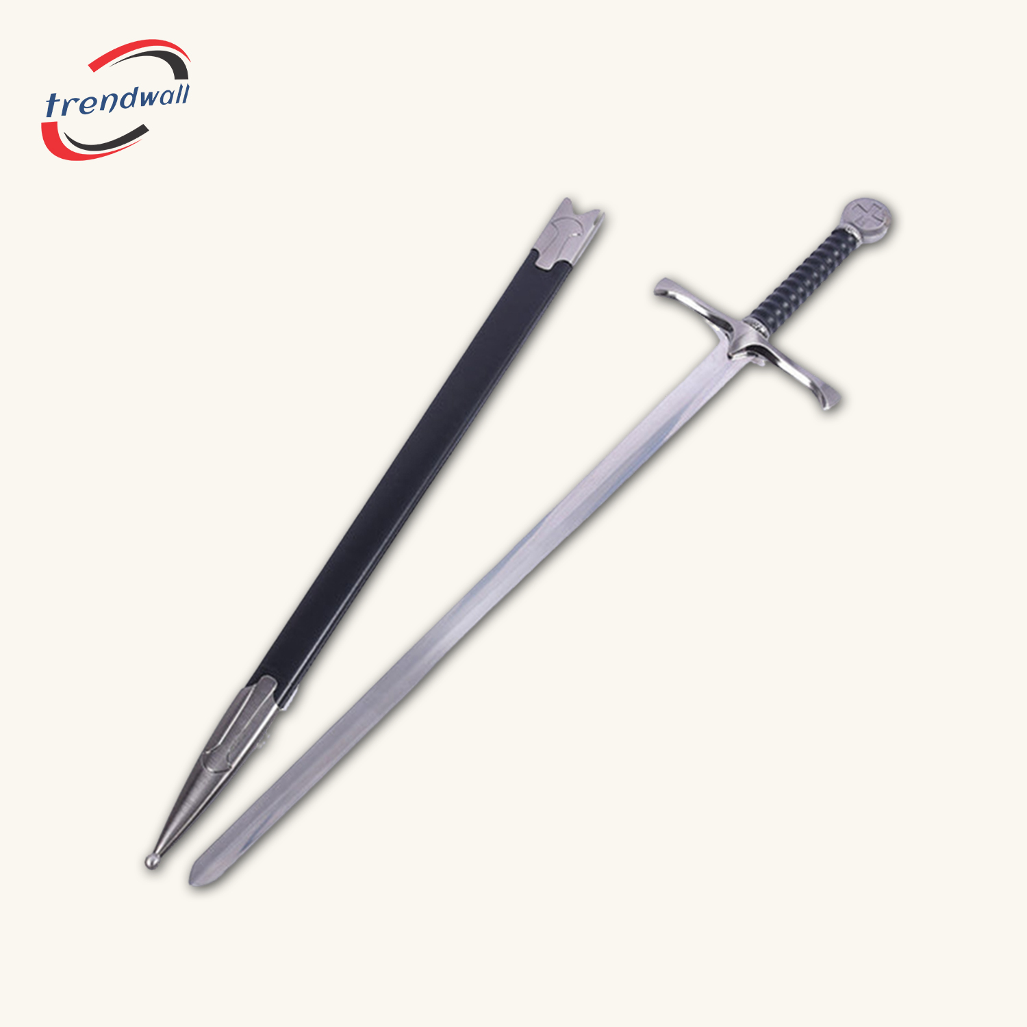 Knights Templar Commandery Sword - Black Hilt and Silver Scabbard