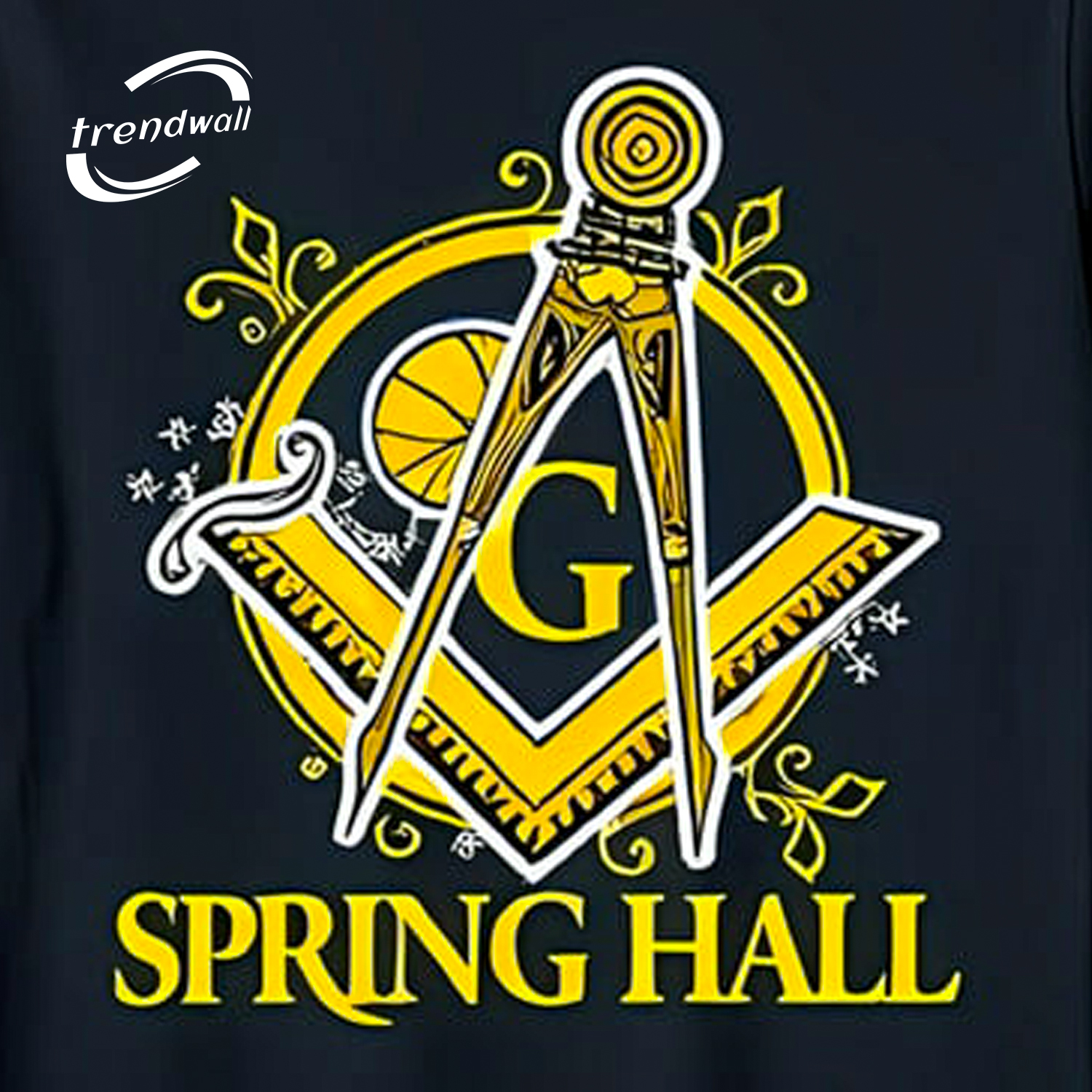 Masonic T-Shirt – Yellow Square Symbol & ‘Spring Hall’ Design